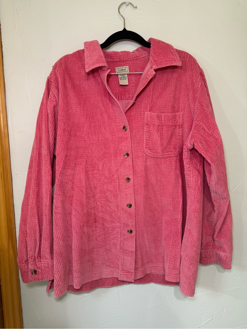L.L. Bean Pink Corduroy Button-Down Shirt